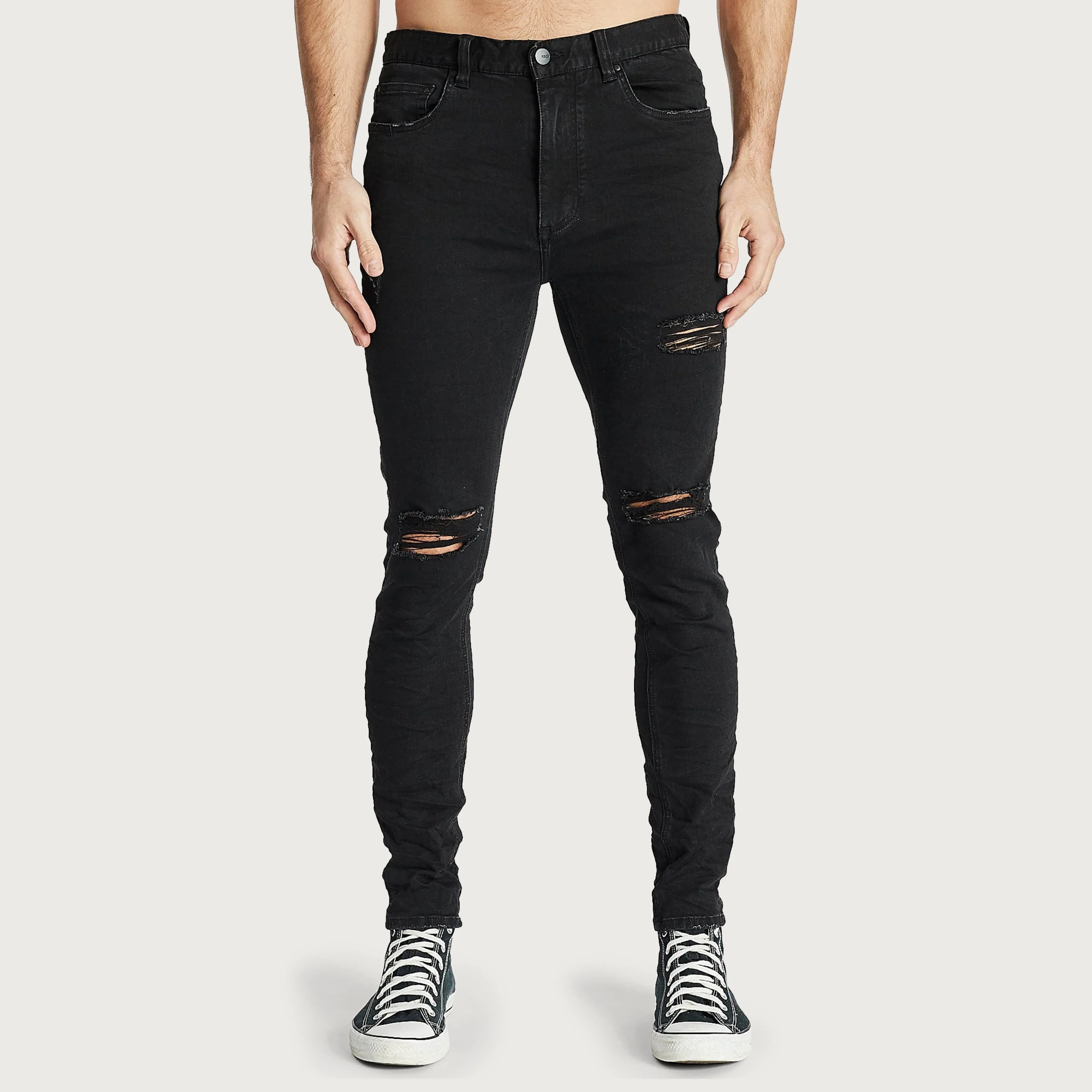 K1 Super Skinny Fit Jean Destroyed Washed Black