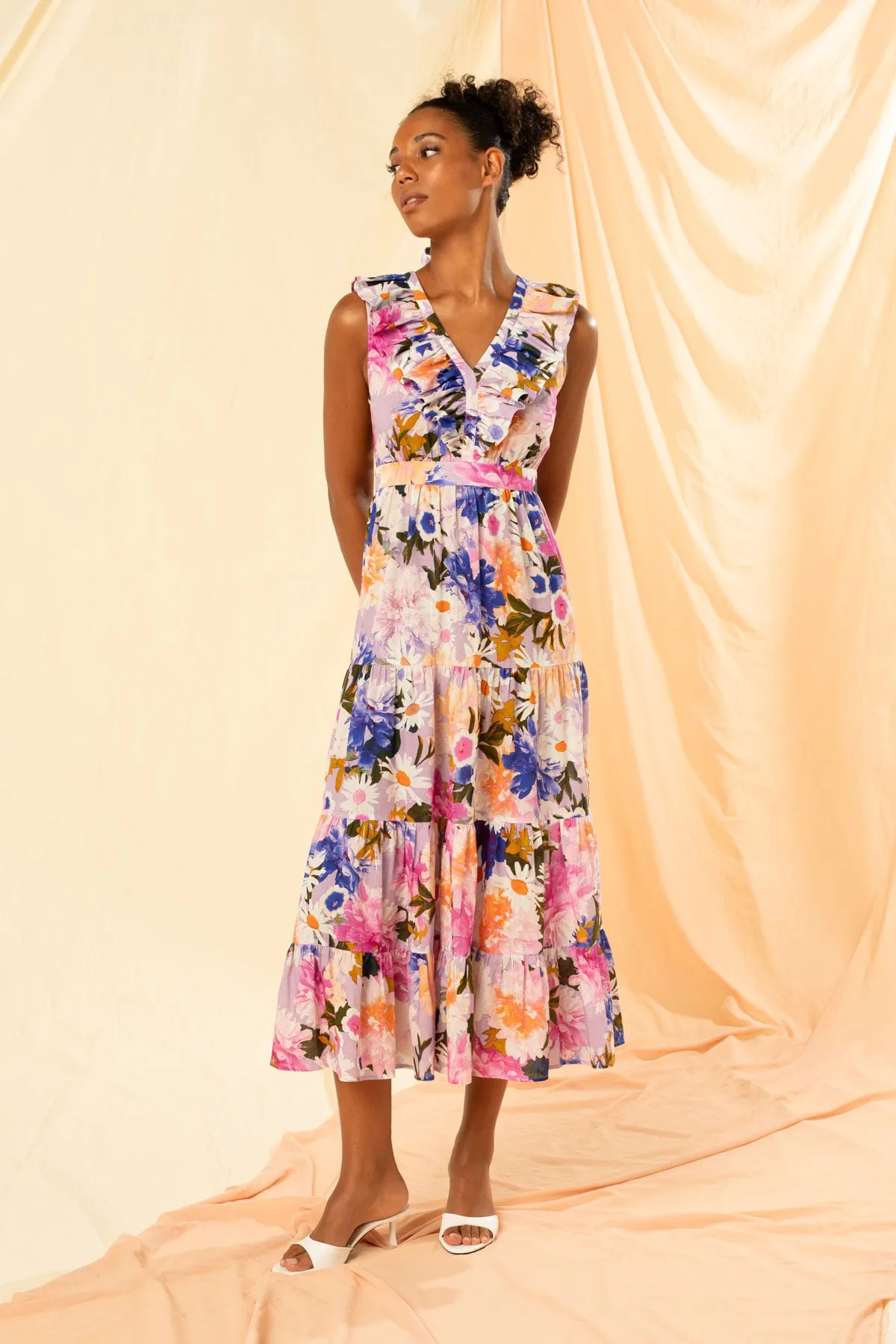 Kachel - Elise Tiered A-Line Maxi Dress