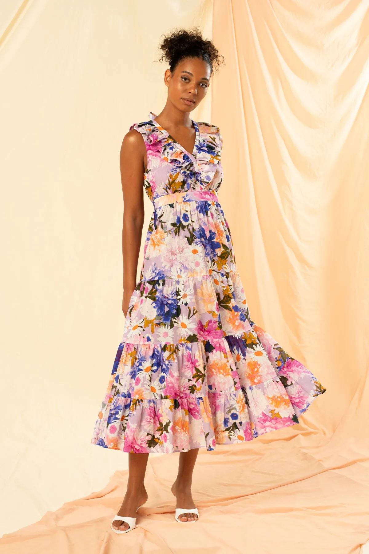 Kachel - Elise Tiered A-Line Maxi Dress