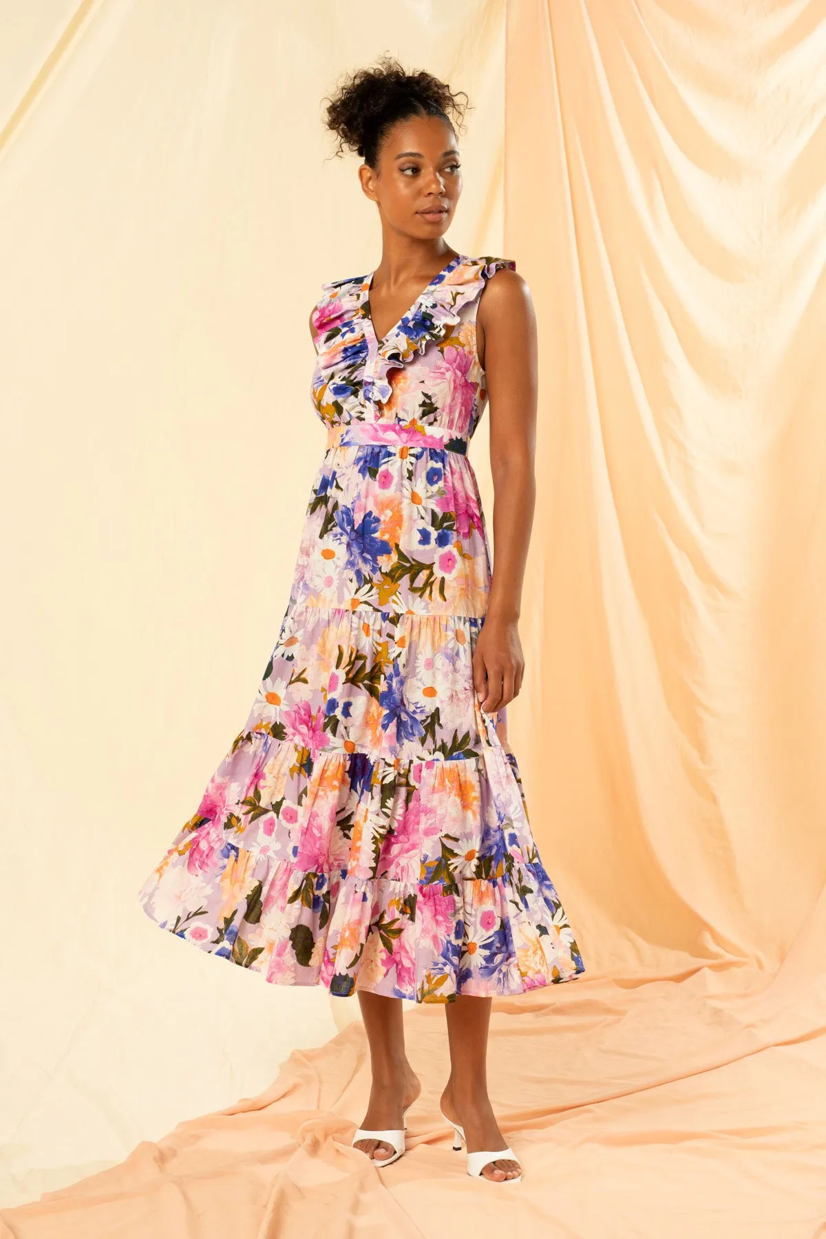 Kachel - Elise Tiered A-Line Maxi Dress