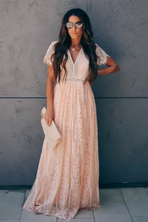 KaleaBoutique Beautiful Pink Fill Your Heart Lace Maxi Dress