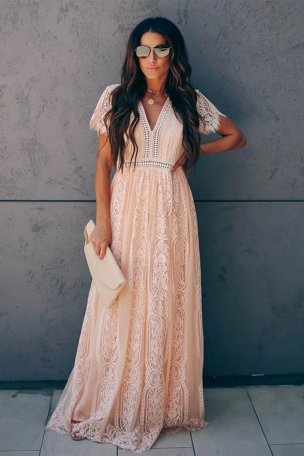 KaleaBoutique Beautiful Pink Fill Your Heart Lace Maxi Dress