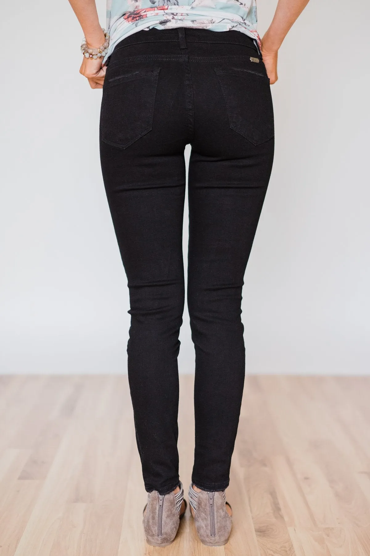 Kan Can Black Distressed Skinny Jeans