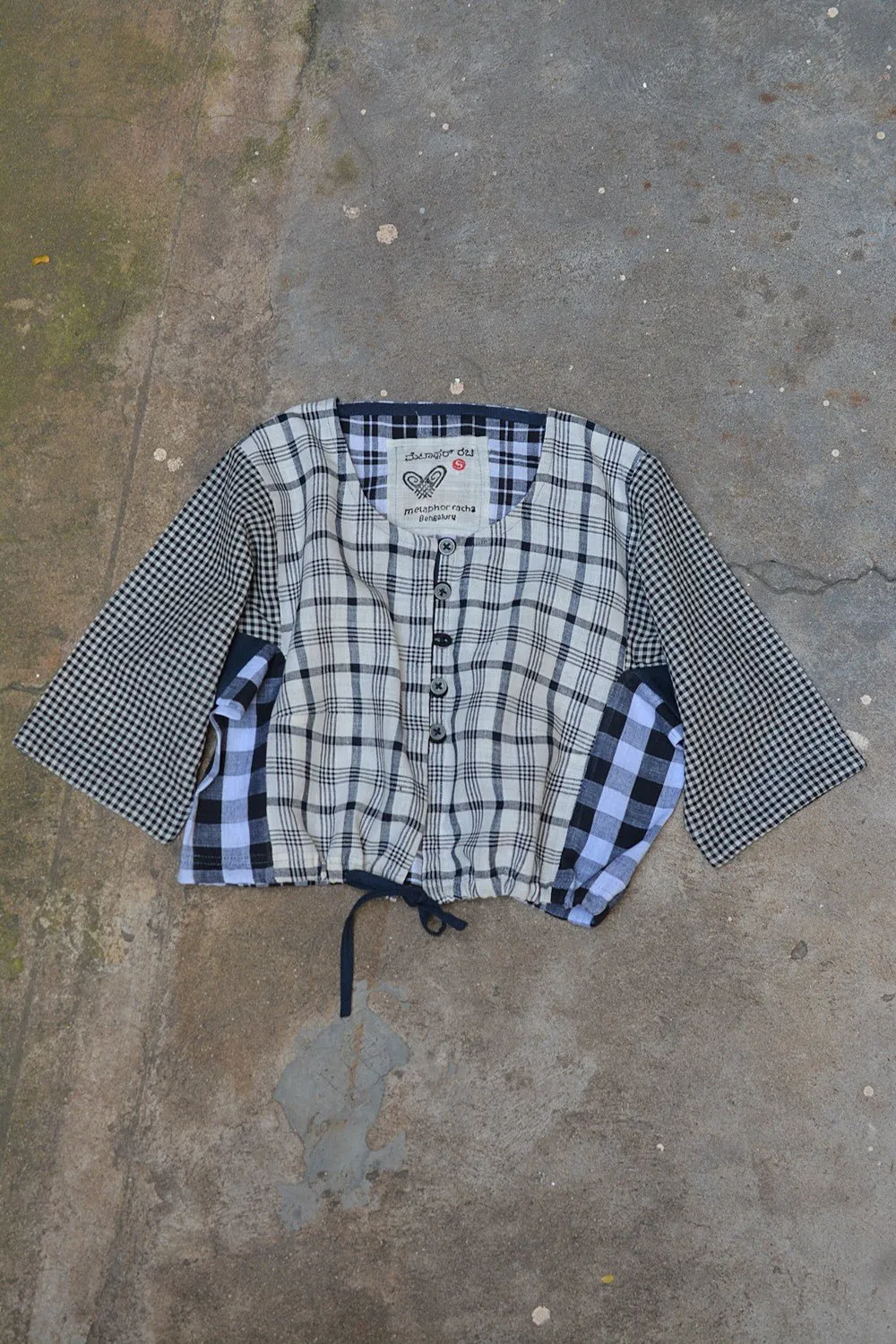 Khadi Blouse - Black Checks Kubsa