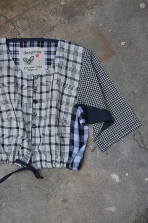 Khadi Blouse - Black Checks Kubsa