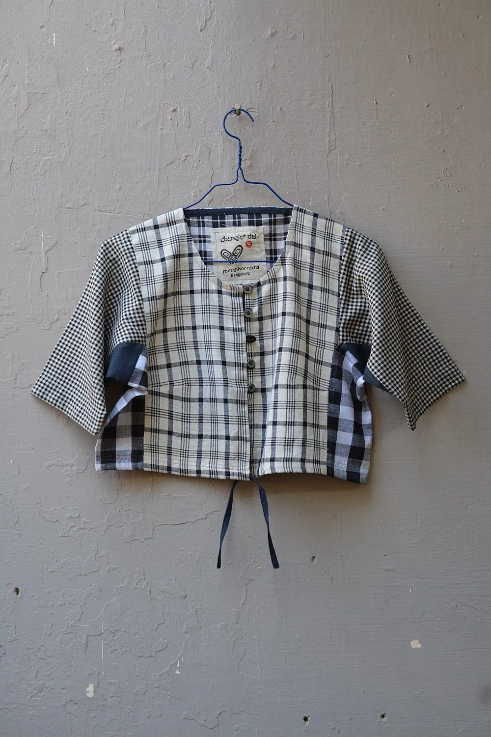 Khadi Blouse - Black Checks Kubsa