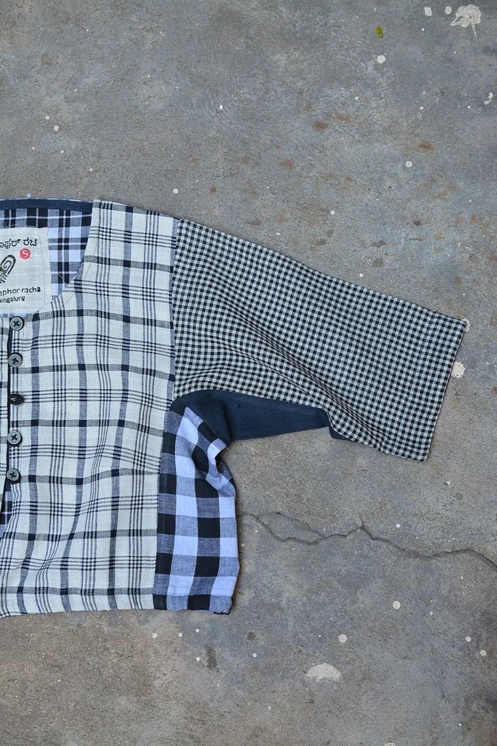 Khadi Blouse - Black Checks Kubsa