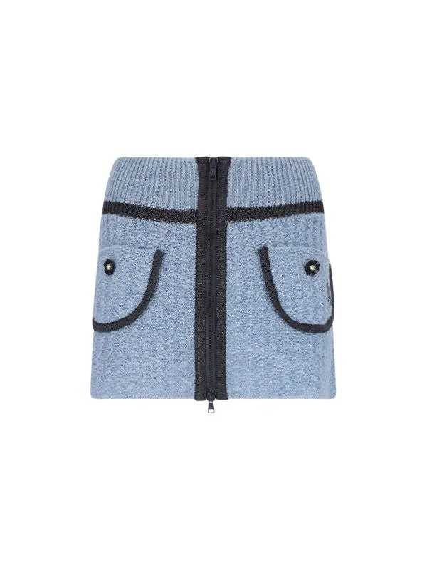 Knitted ANNA Mini Skirt with Front Zip Skirts