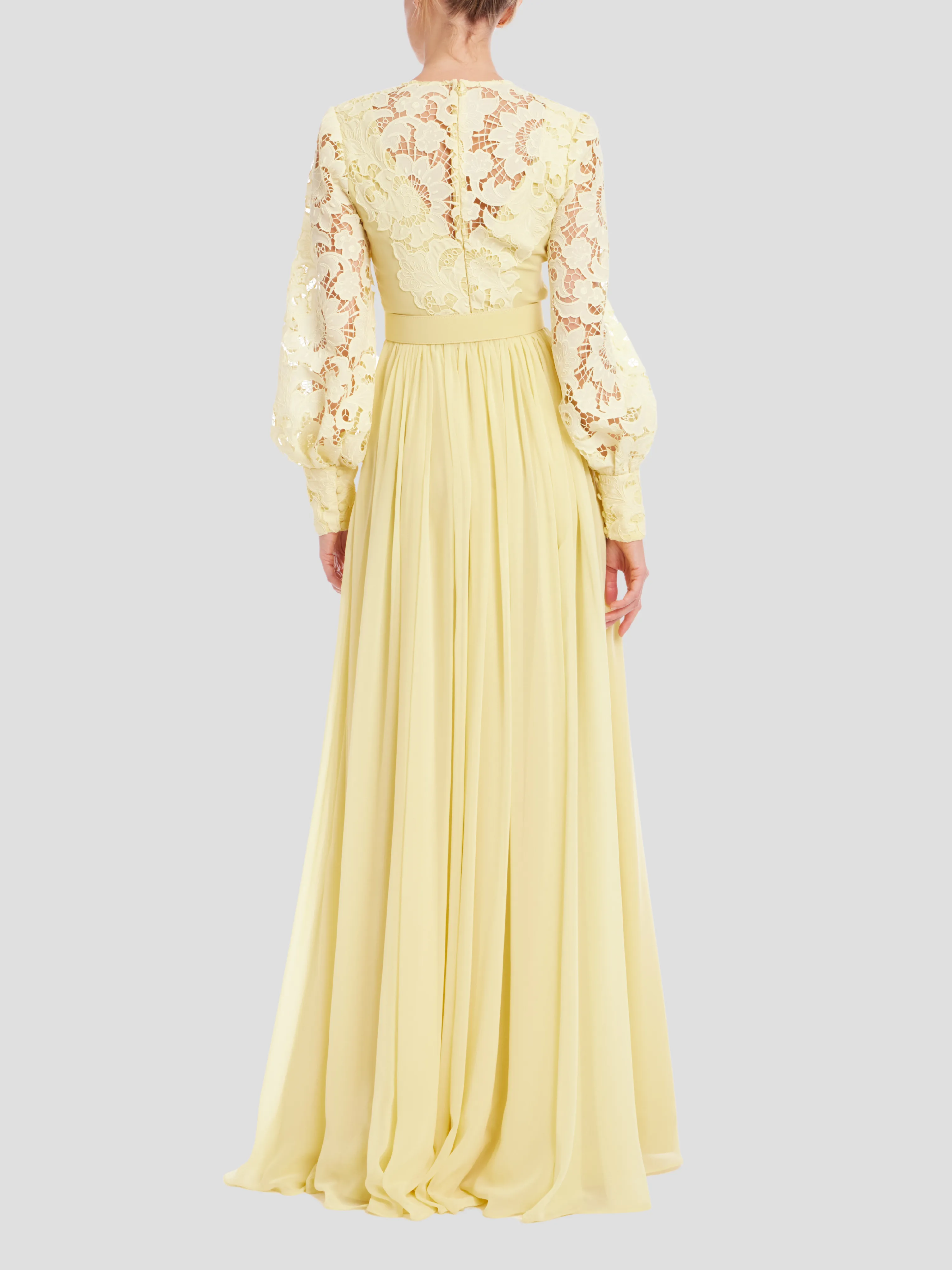Lace Georgette Shirt Gown in Yellow