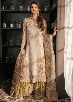 Latest Bridal Gharara in Gold Ivory # B1998