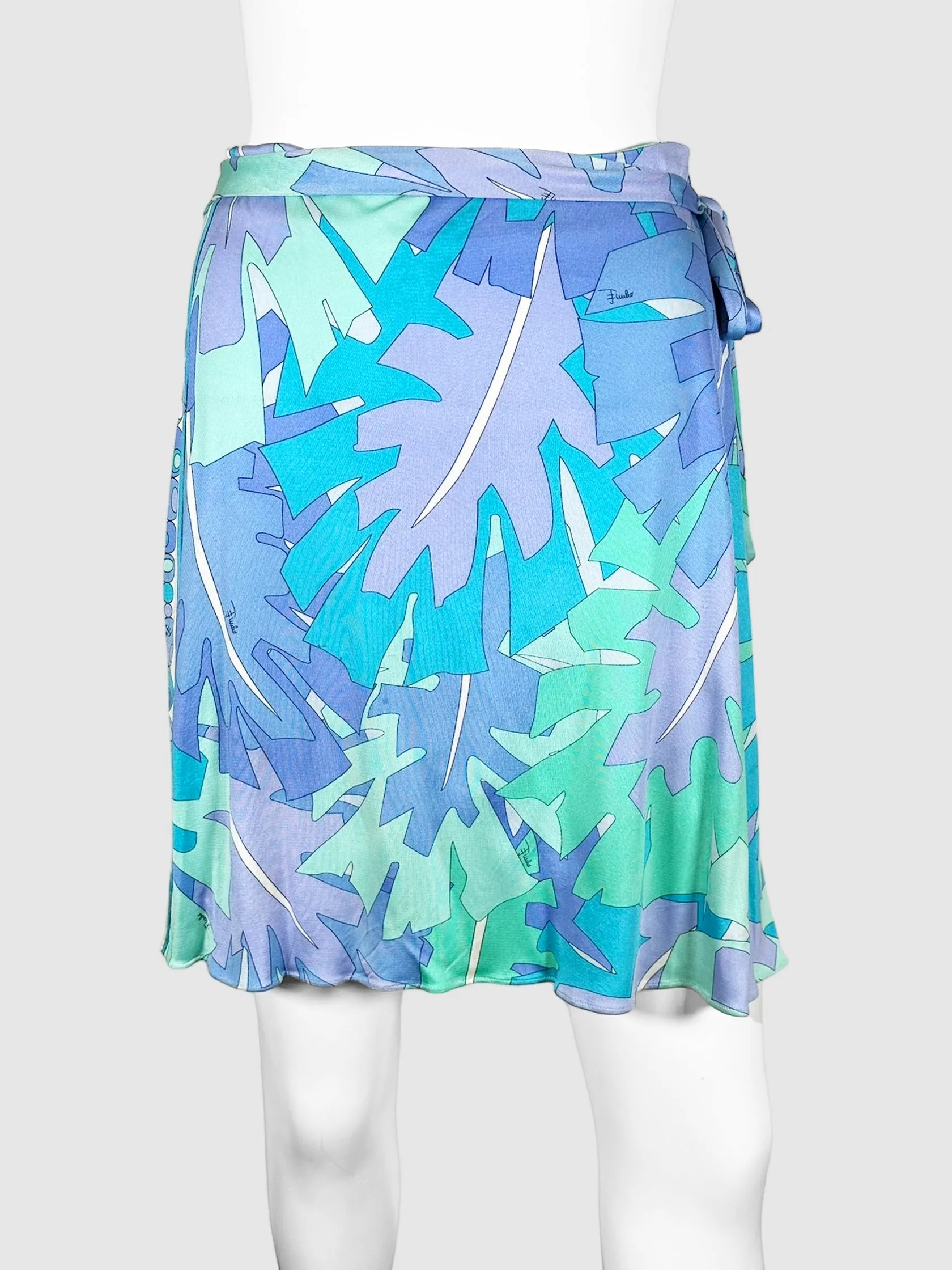 Leaf Print Mini Skirt - Size 6
