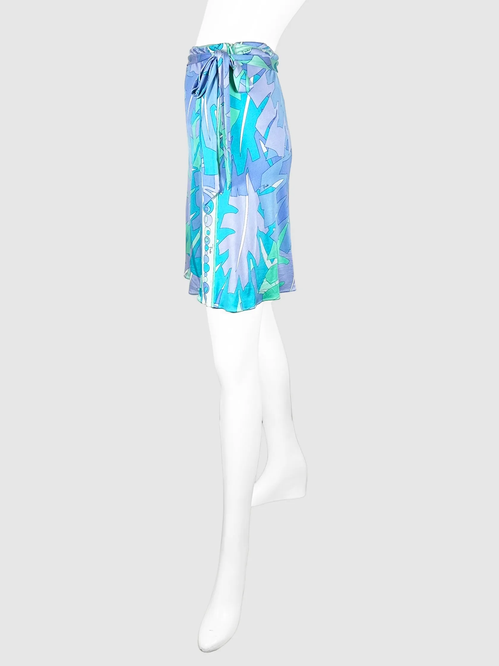 Leaf Print Mini Skirt - Size 6
