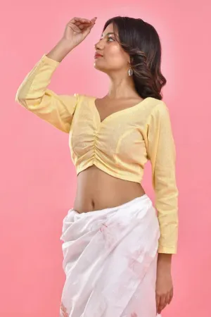 Lemon Yellow Crop Top Blouse