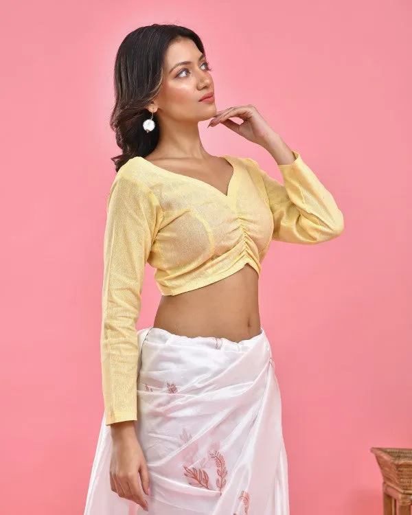 Lemon Yellow Crop Top Blouse