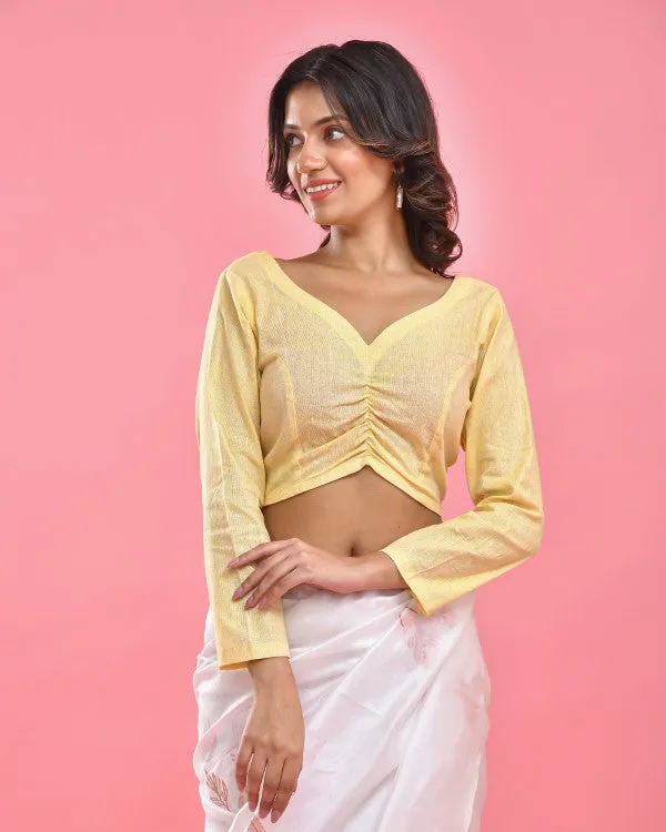 Lemon Yellow Crop Top Blouse