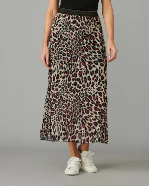 Leopard Pleated Skirt