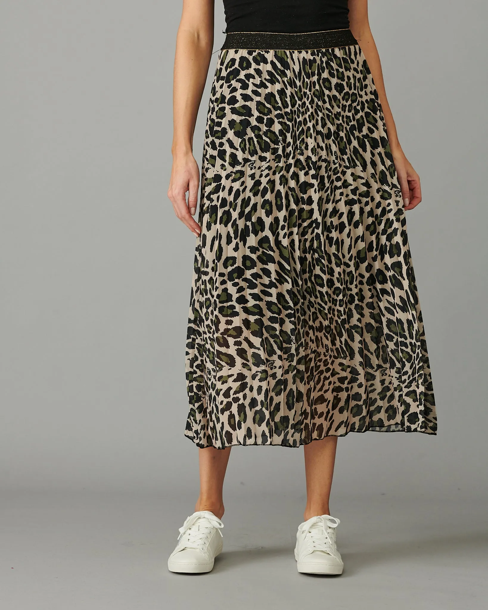 Leopard Pleated Skirt