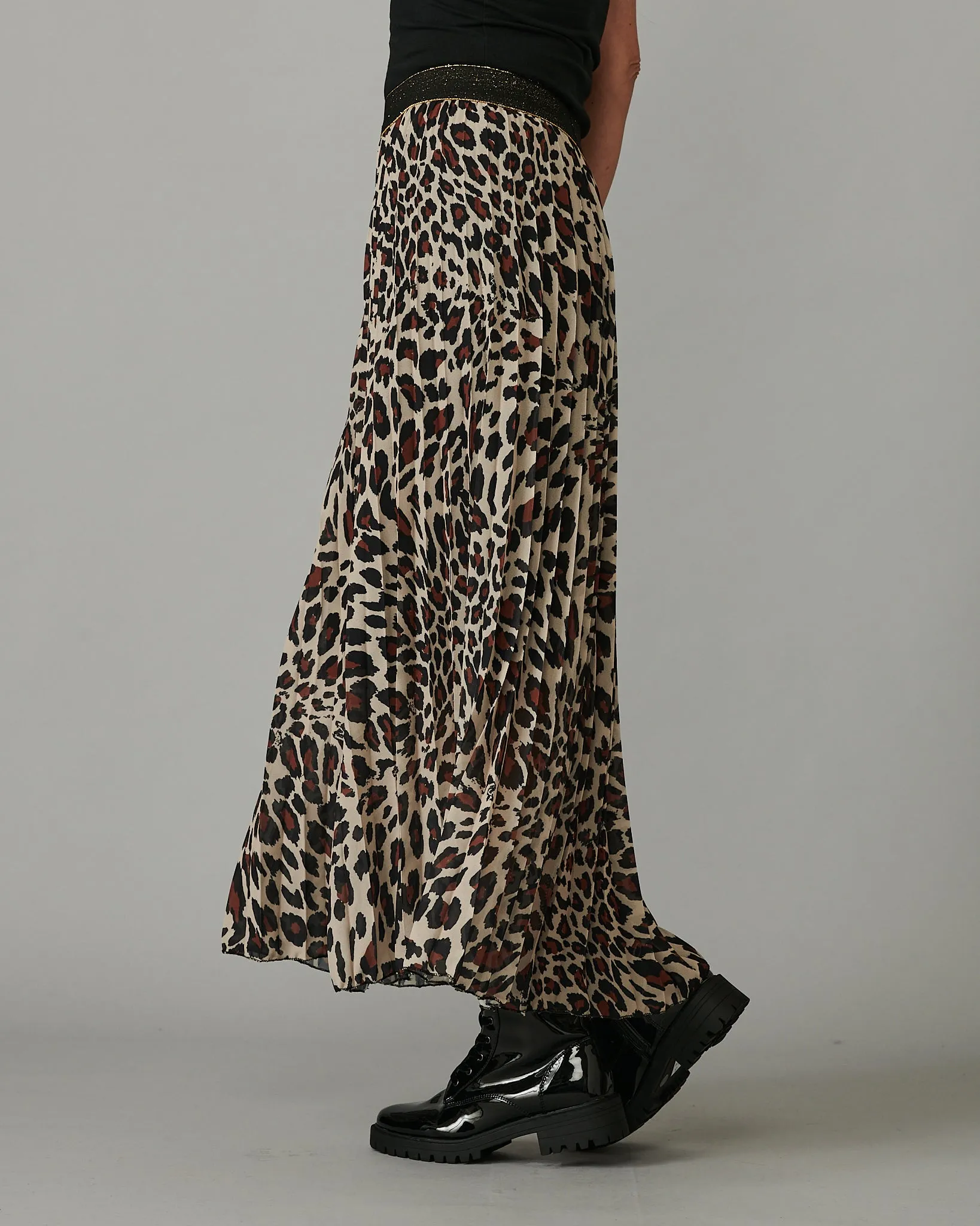 Leopard Pleated Skirt