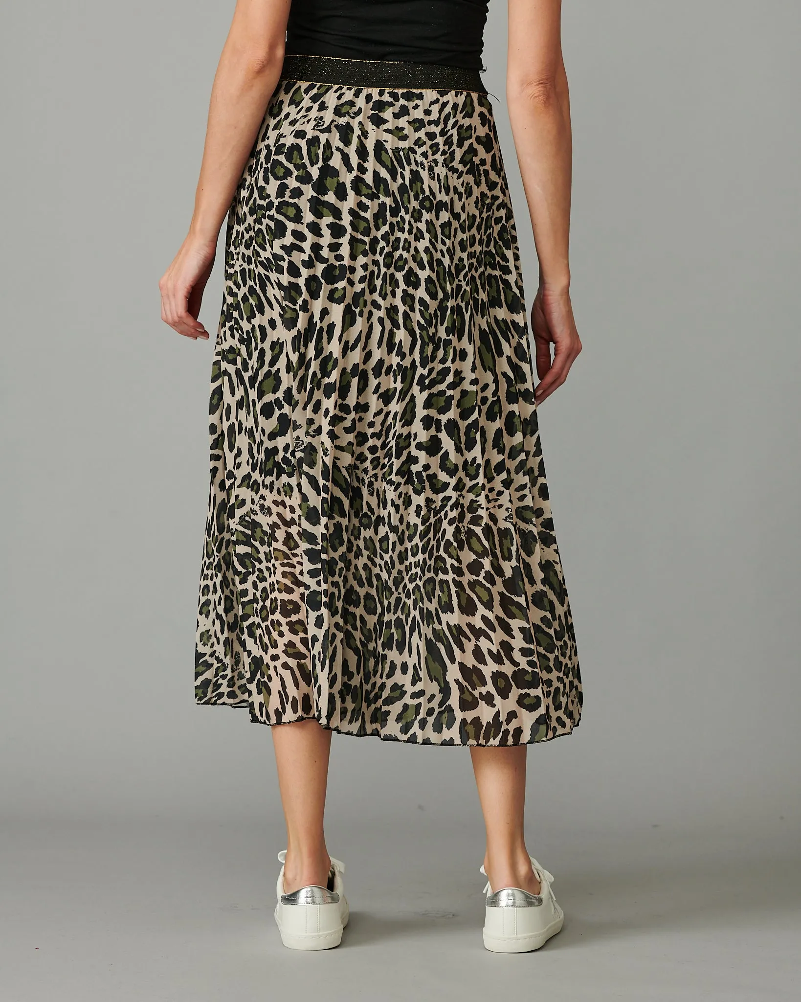 Leopard Pleated Skirt