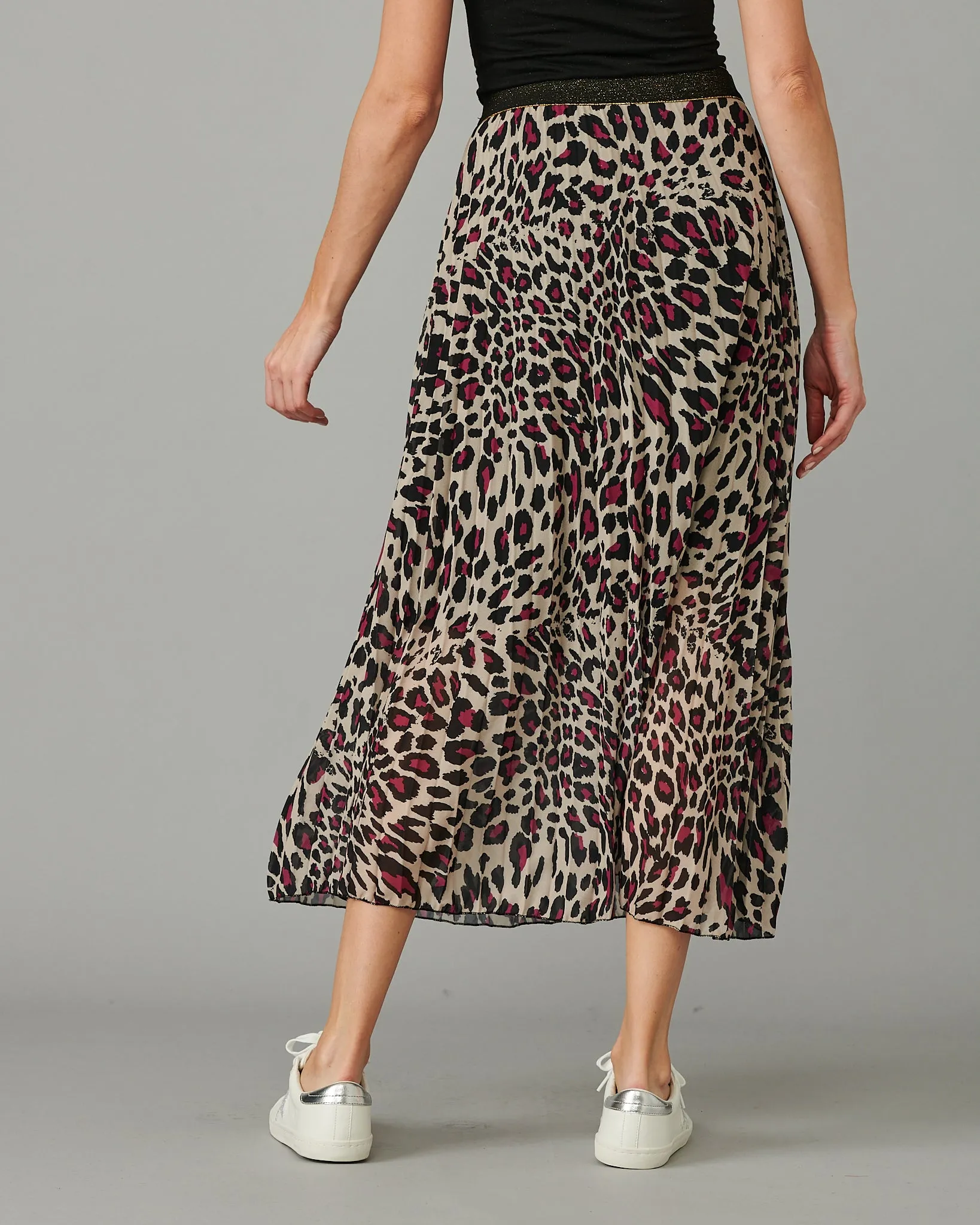 Leopard Pleated Skirt