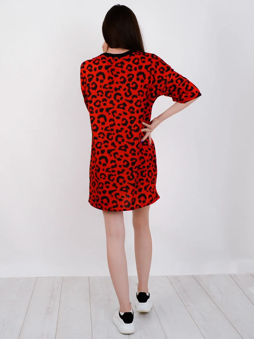 Leopard Print Oversized Boyfriend Tunic T-Shirt