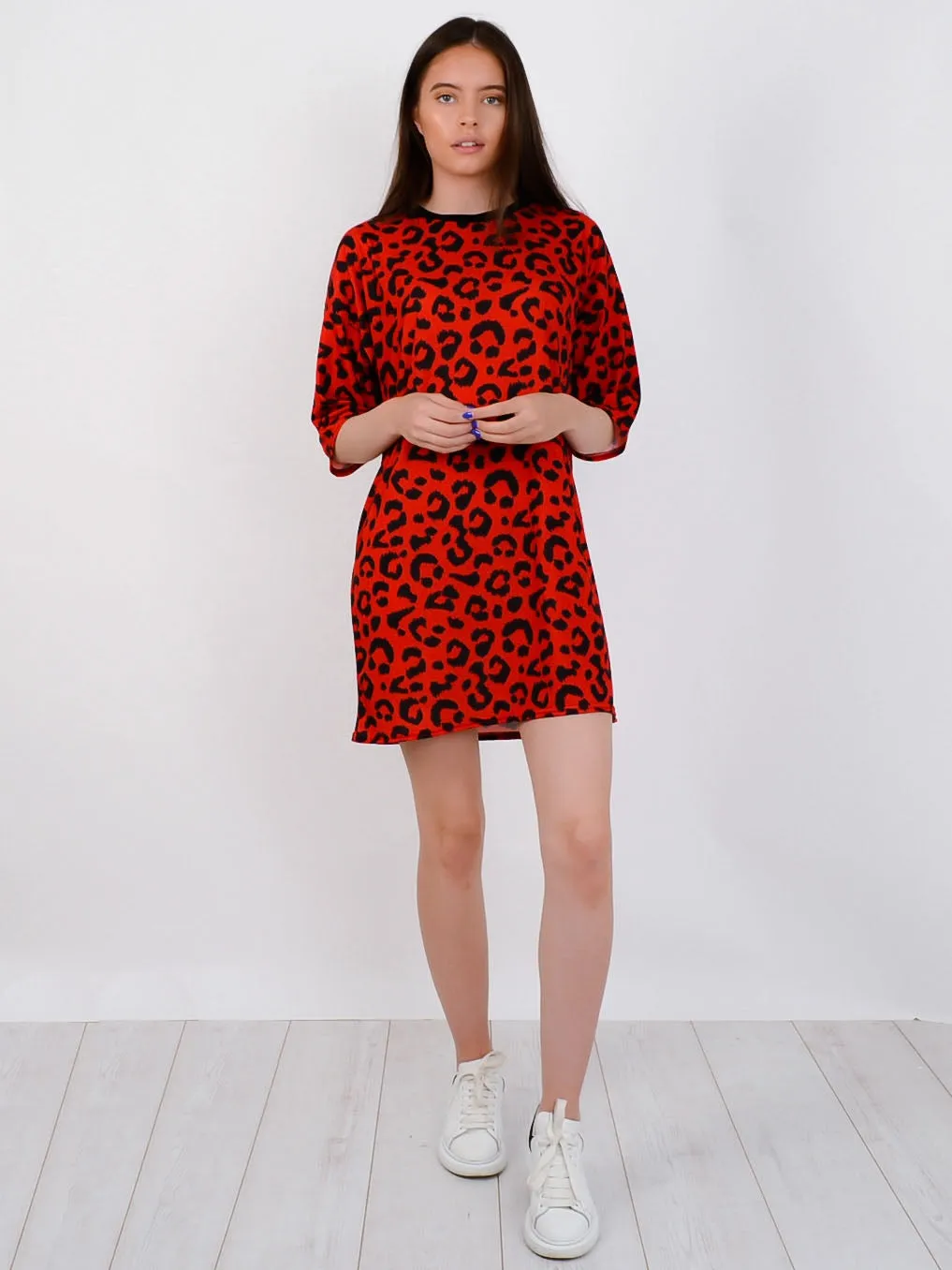 Leopard Print Oversized Boyfriend Tunic T-Shirt