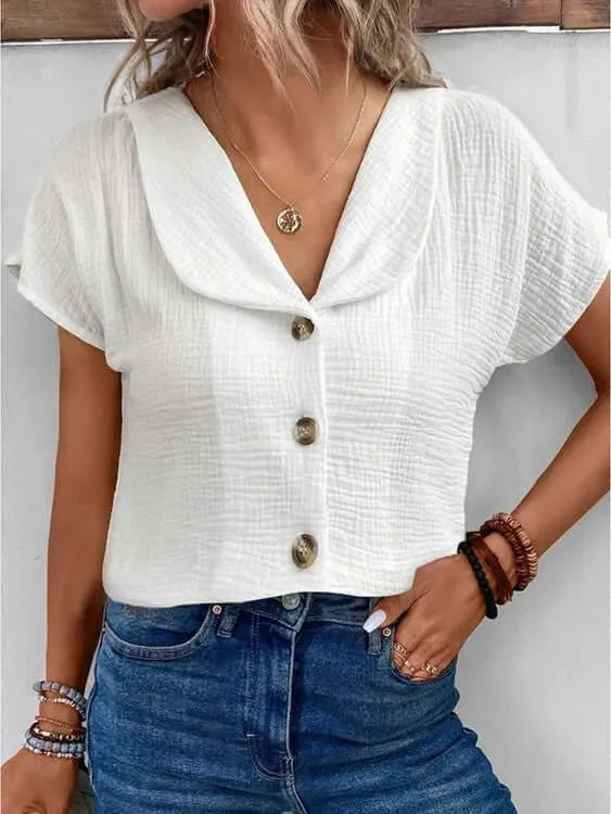 Lies - Top with collar and buttons