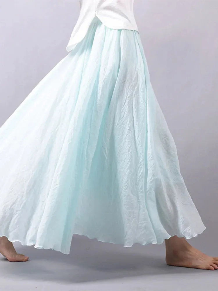Linen Long Skirts Elastic Waist