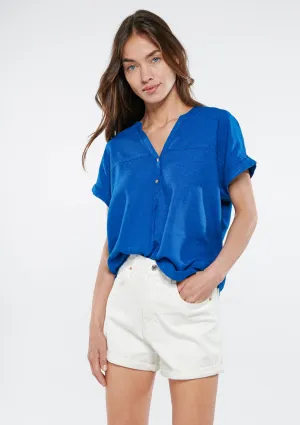 Linen Mix Blue Blouse