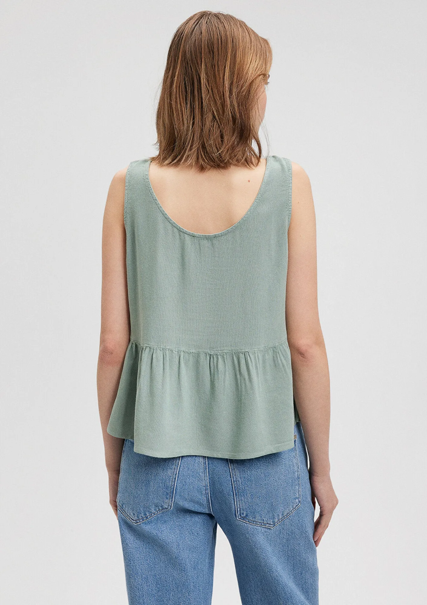 Linen Mix Green Blouse