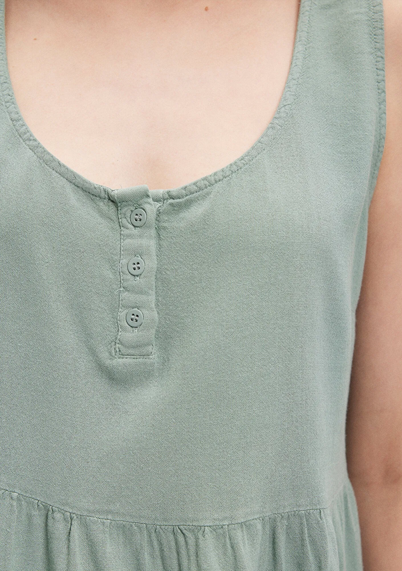 Linen Mix Green Blouse