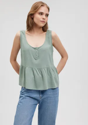 Linen Mix Green Blouse