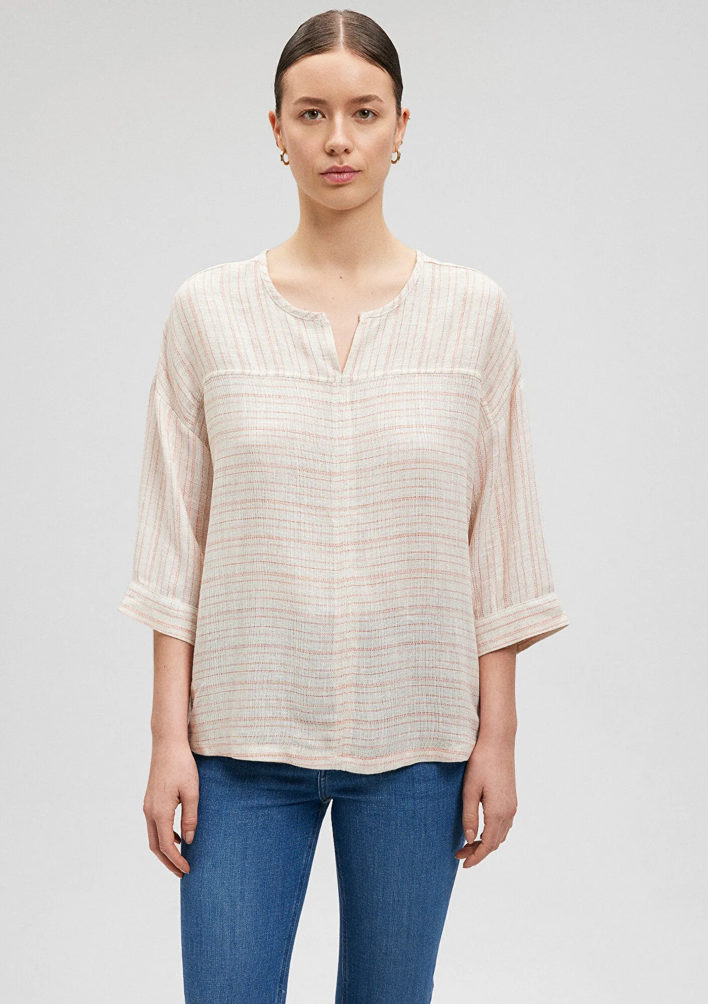 Linen Mix Striped Blouse