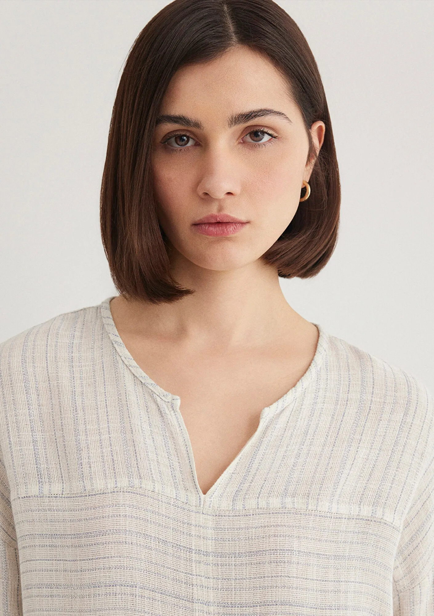 Linen Mix Striped Blouse
