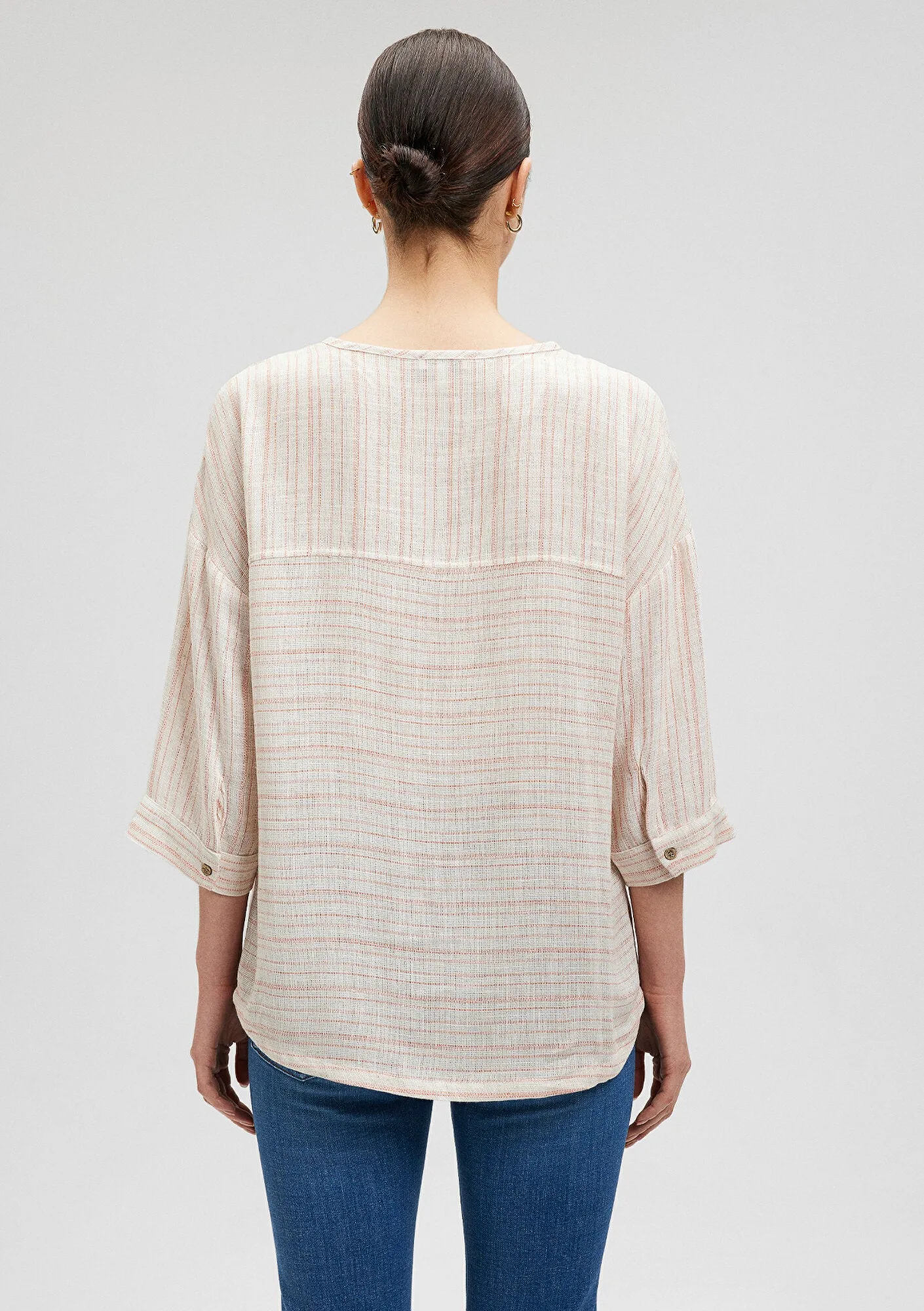 Linen Mix Striped Blouse