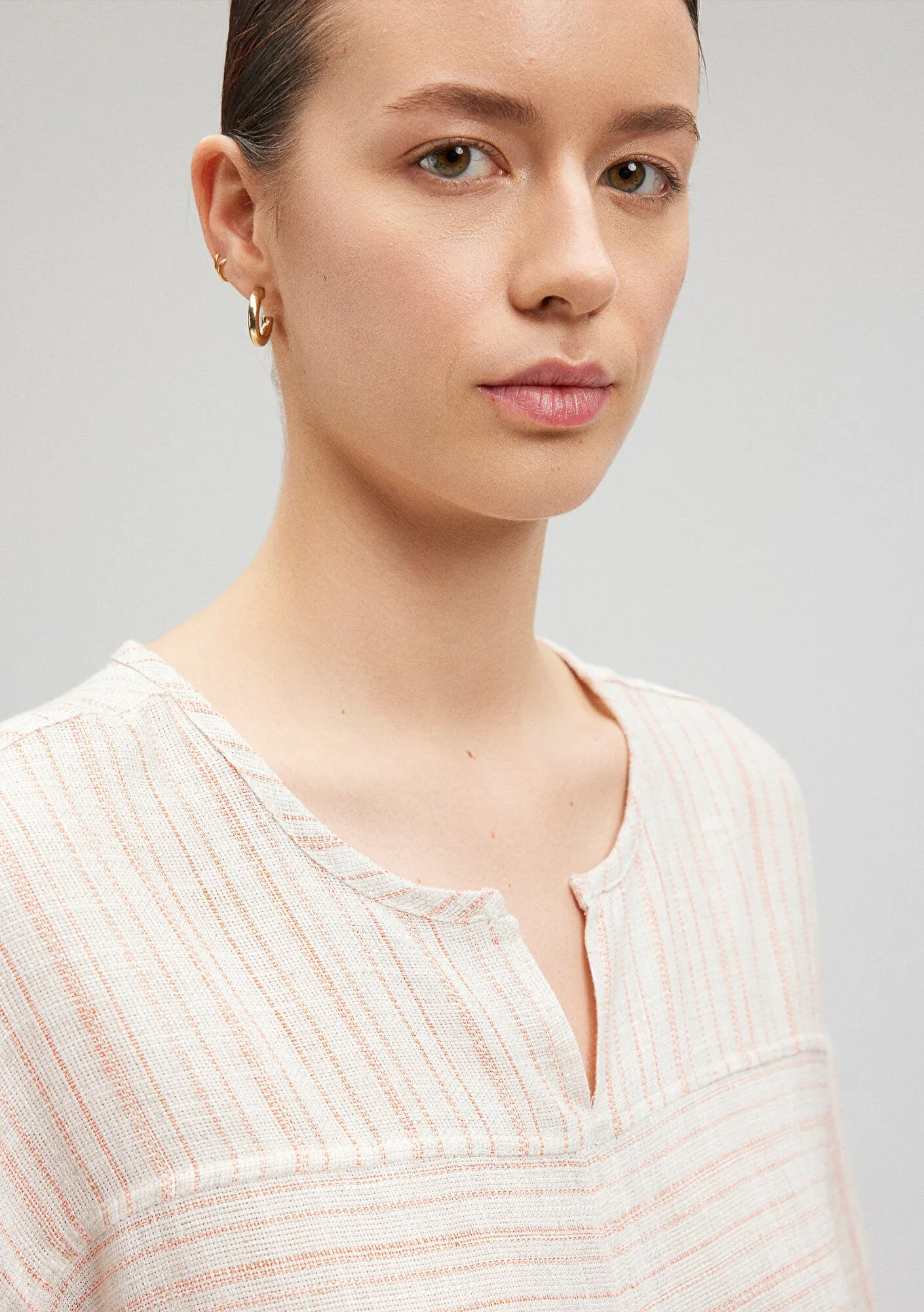 Linen Mix Striped Blouse