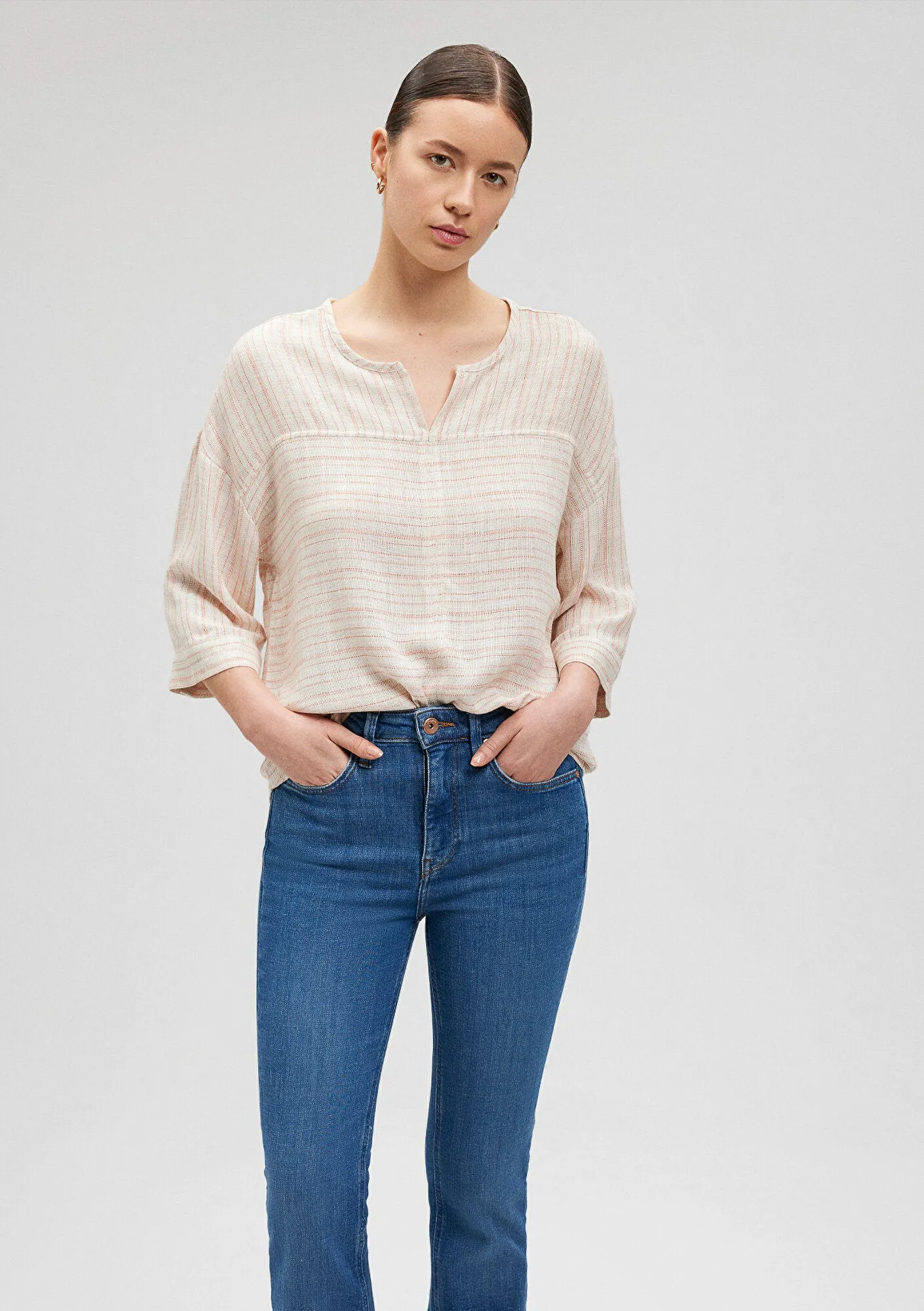 Linen Mix Striped Blouse