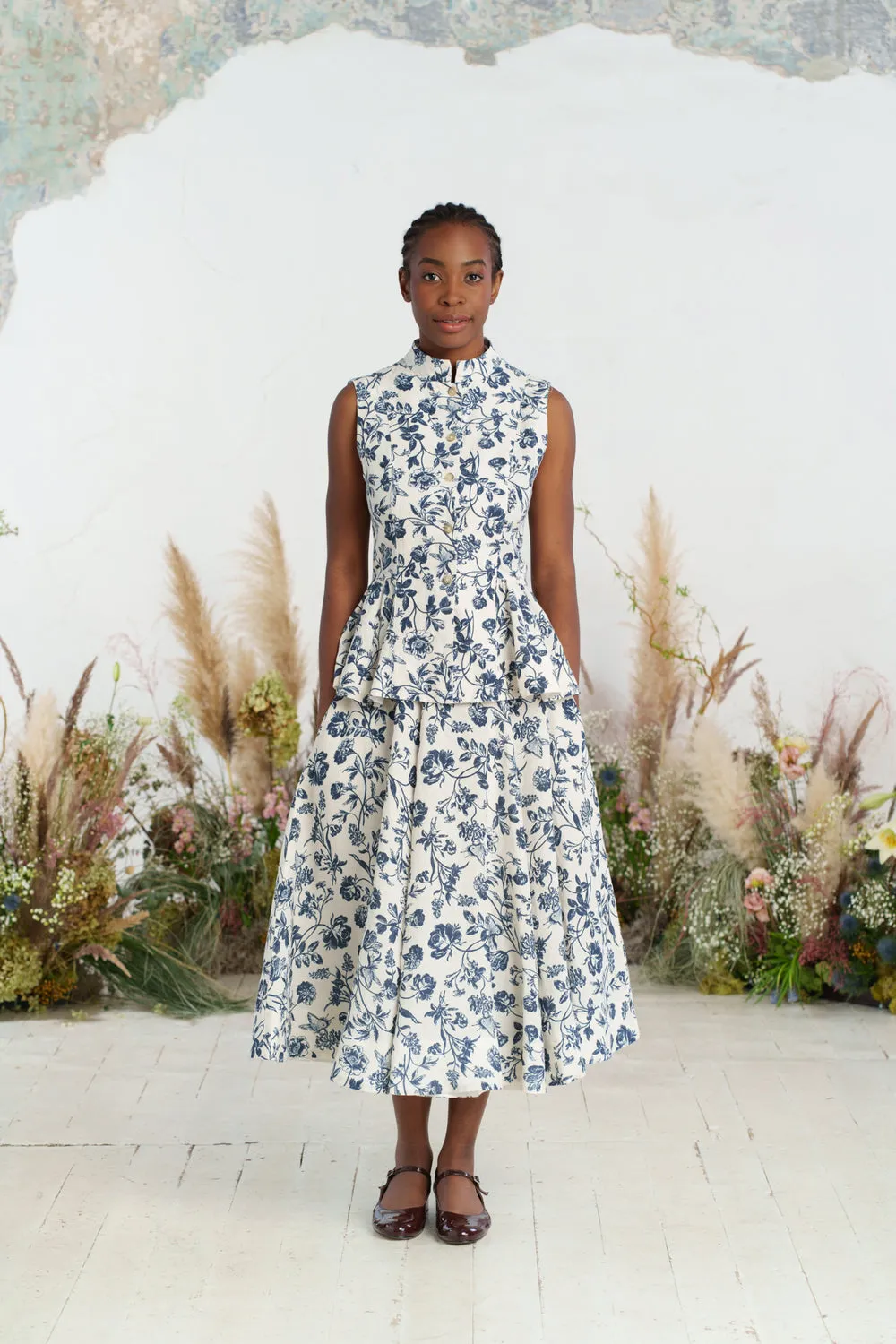 Linen Patterned Classic Skirt