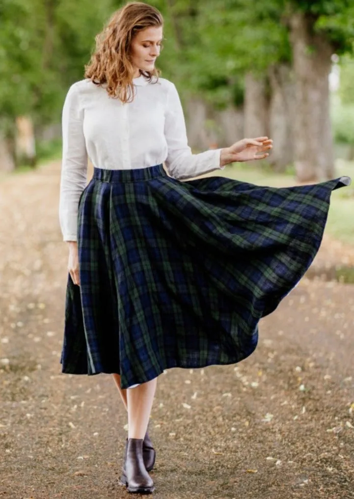 Linen Patterned Classic Skirt