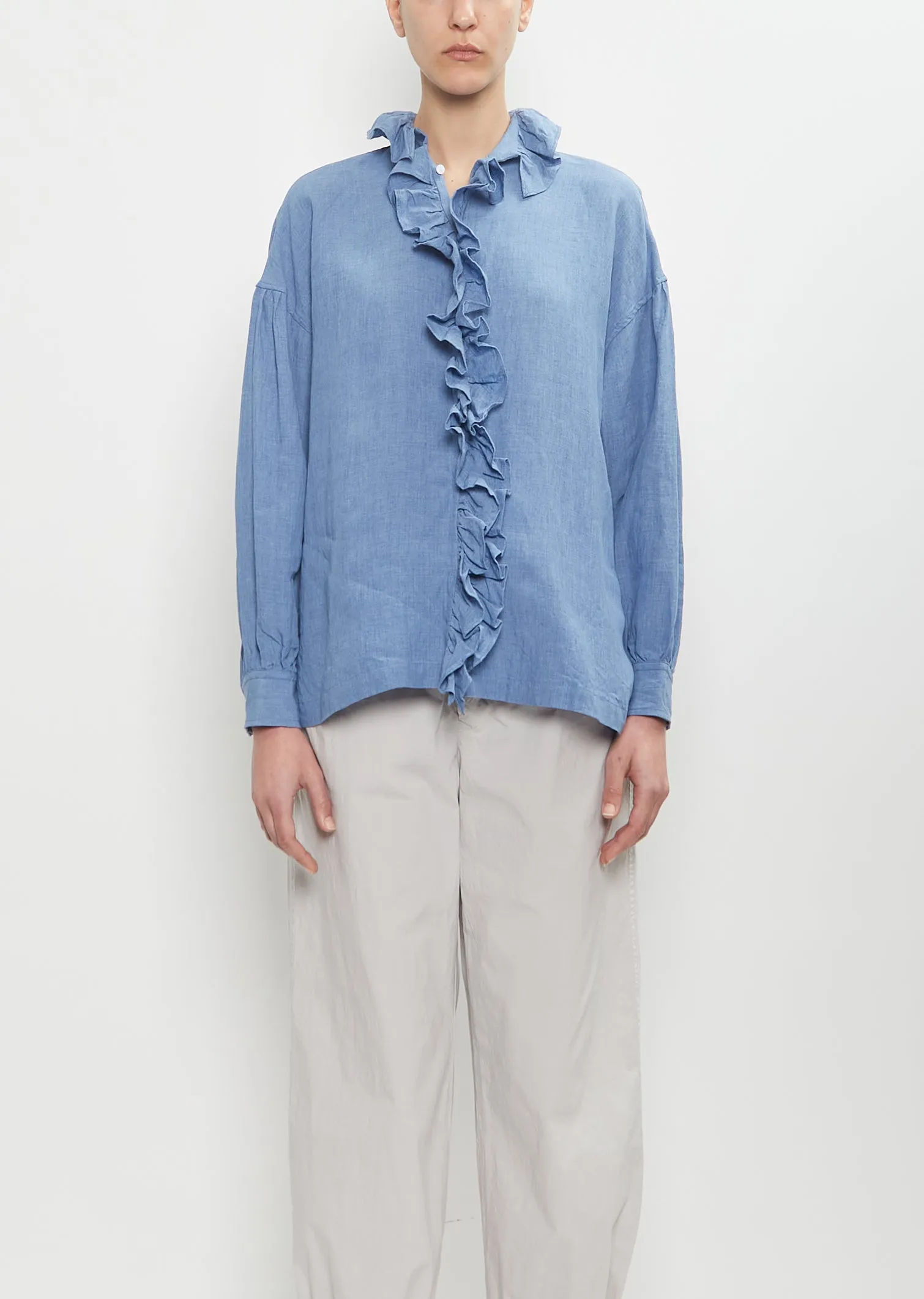 Linen Ruffle Shirt