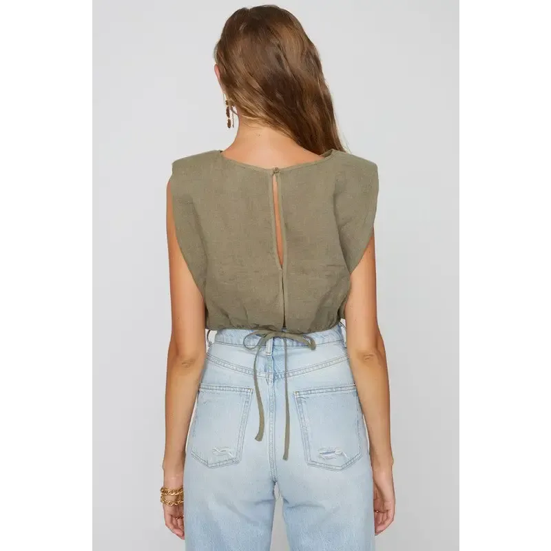 LINEN SHOULDER PAD TOP