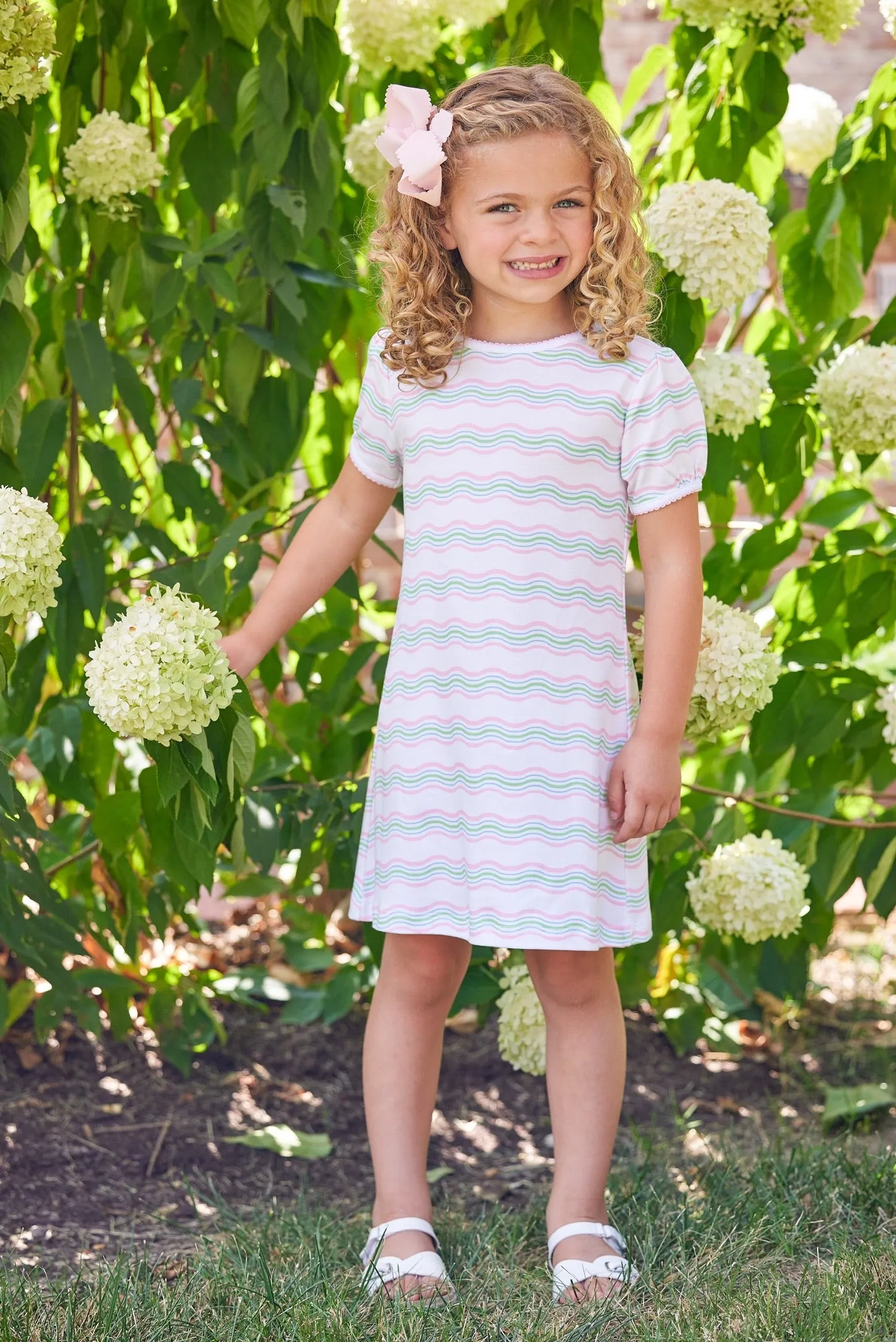 Little English: Printed T-Shirt Dress - Squiggle Stripe