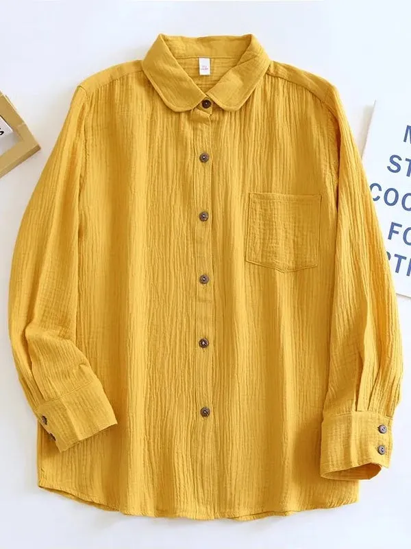 Long Sleeve Cotton Shirts Women Chic Blouses