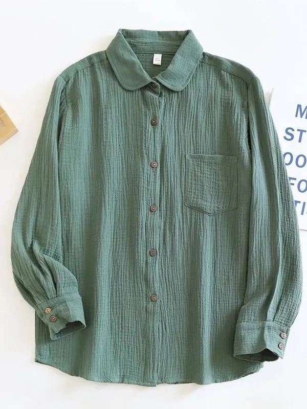 Long Sleeve Cotton Shirts Women Chic Blouses