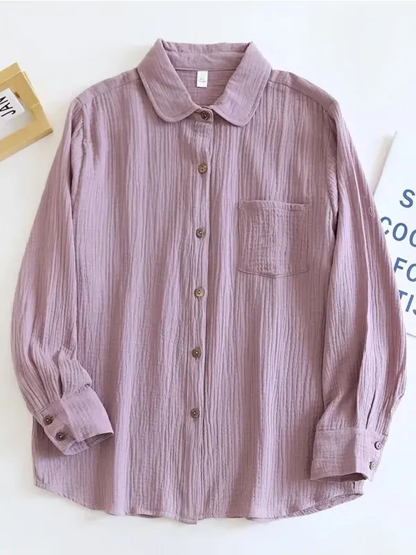 Long Sleeve Cotton Shirts Women Chic Blouses