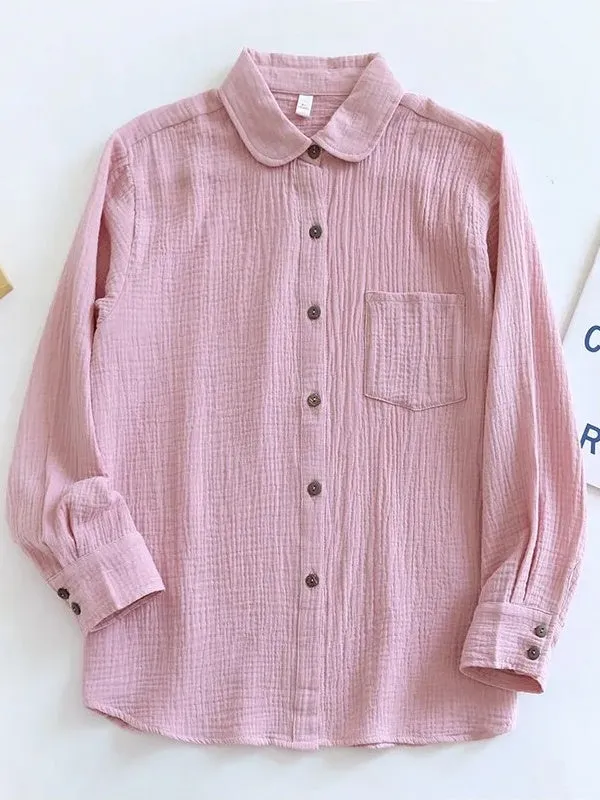 Long Sleeve Cotton Shirts Women Chic Blouses