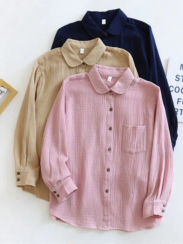 Long Sleeve Cotton Shirts Women Chic Blouses