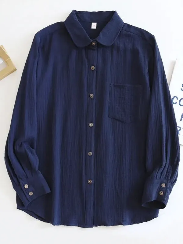 Long Sleeve Cotton Shirts Women Chic Blouses