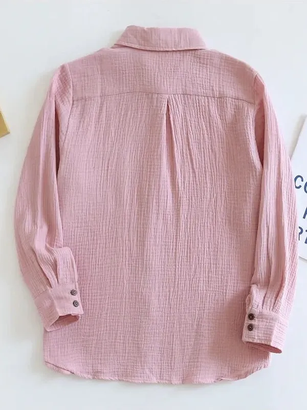 Long Sleeve Cotton Shirts Women Chic Blouses