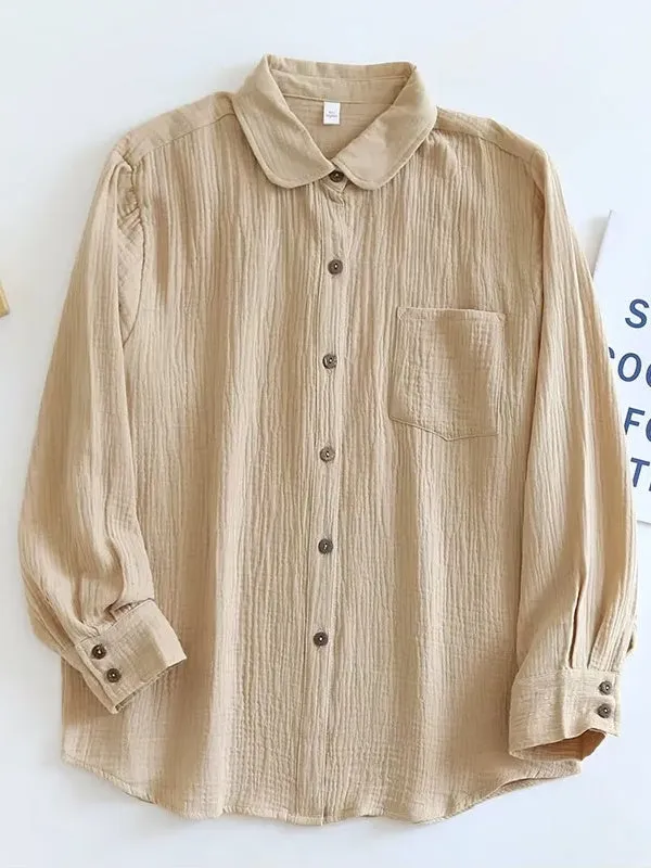 Long Sleeve Cotton Shirts Women Chic Blouses